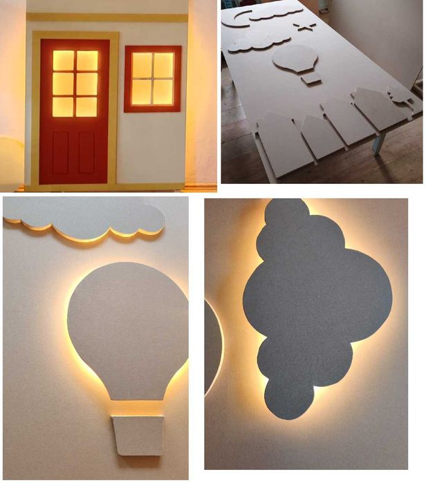 Fațade /casuțe tematice MDF / lemn pentru copii | Wall Art LED | Backdrops evenimente | Candy Bar
