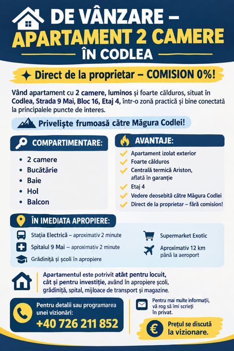 Apartament de vanzare !