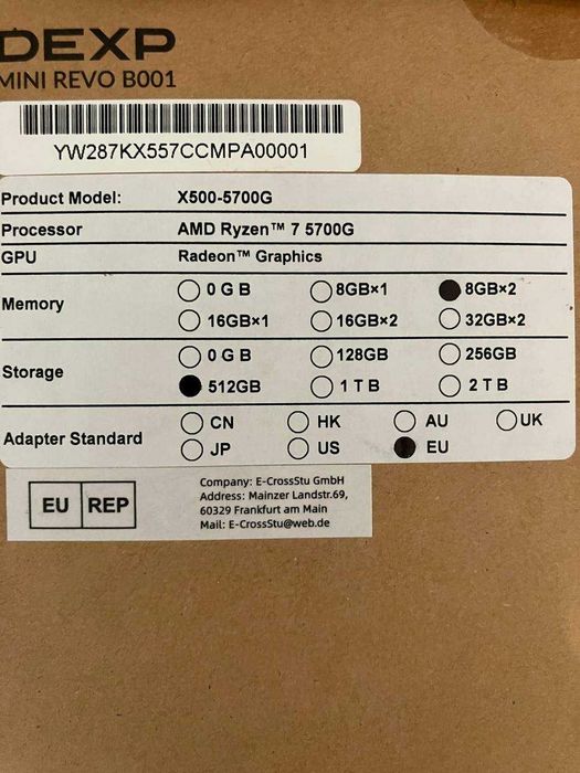 Mini PC AMD Ryzen 7 5700G 16GB RAM 512GB SSD