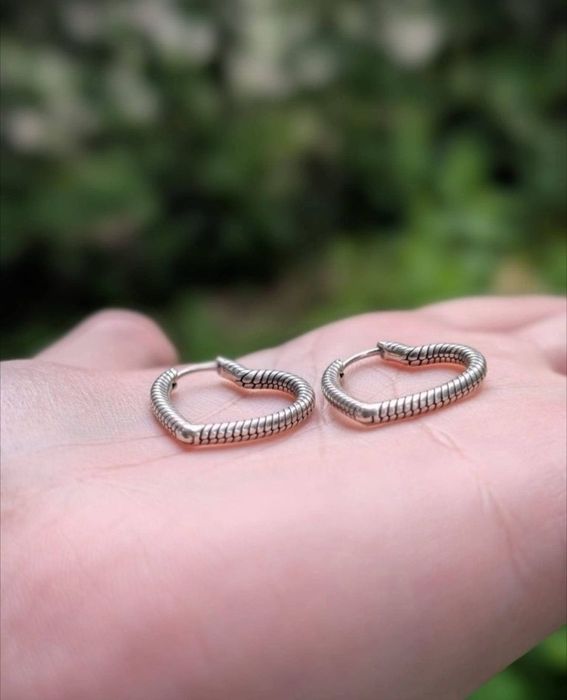 Cercei tortite in forma de inima din argint de 925, Pandora Moments Heart, Pandora, ALE , 292236C00