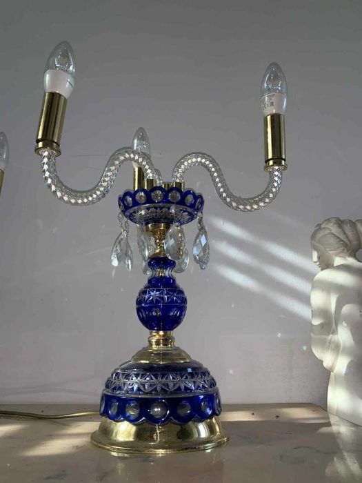 Set de doua veioza sticla de murano si cristale