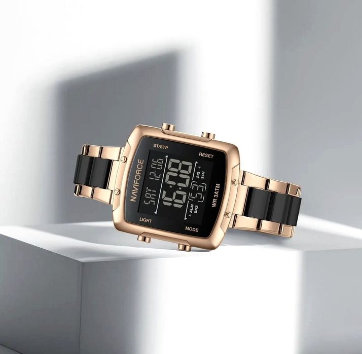 Ceas Dama NaviForce Gold-LCD cu Afișaj electronic auriu elegant Nou