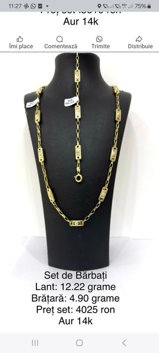 Set lant de aur cu bratara ,lanțul are 22 grame iar brațara 7 grame
