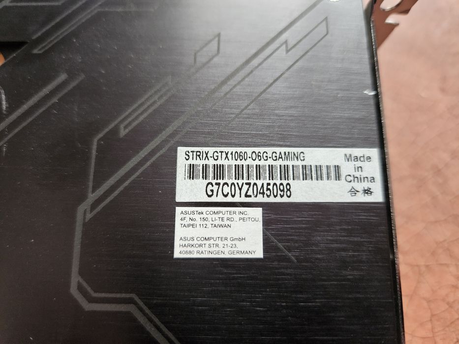 Placa video PCie Asus STRIX Nvidia GTX 1060 6GB DDR5