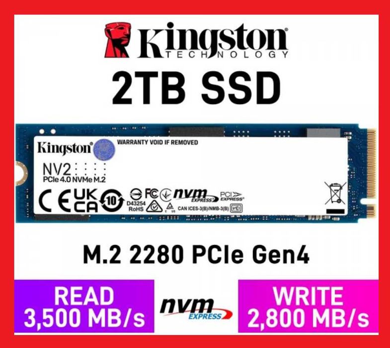 2TB NVMe Kingston NV2 SSD M.2 NVMe Gen 4 , 2000GB ссд диск на 118 дни , 100% здраве ссд диск за настолен komпютър или лаптоп laptop computer