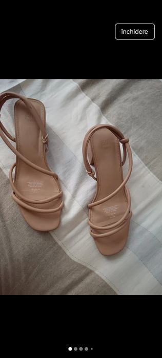 Sandale nude elegante H&M - model cu bretele subțire
