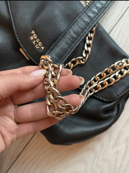 Geanta stil baguette piele • Tosca blu