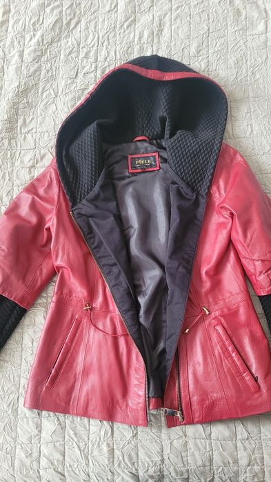 Vand geaca de piele naturala, rosie inchis, marime M