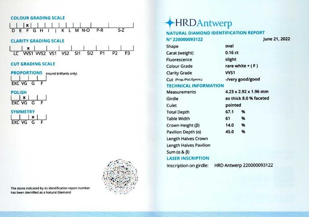 Diamante ovale, 0,16-0,48 ct., HRD-cod 9104,9107,9110,9486