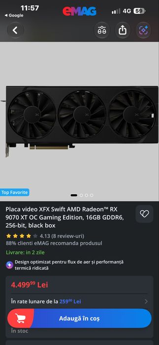 Rx9070xt noua cu 2 ani garantie emag plus 3 producator
