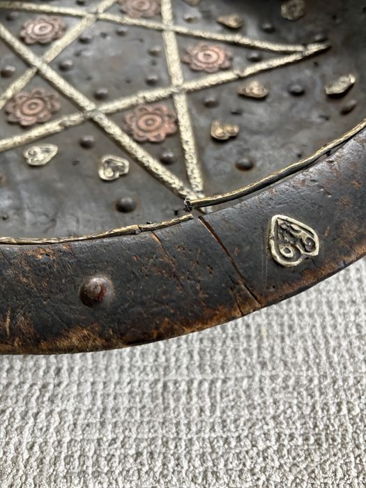 Platou decorativ vechi din lemn, Maroc (Fez), sec. XIX–XX