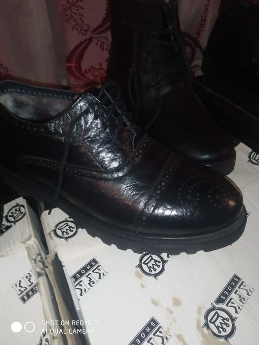 Ботинки кожаные мужские из натуральной кожи отличного качества с мехом