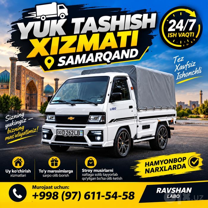 Ravshan laboda yuk tashish xizmai Samarqand shaxar va tumanlar bo'ylab