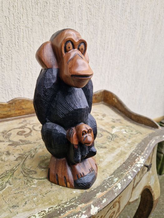 Страхотна антикварна дървена фигура статуетка