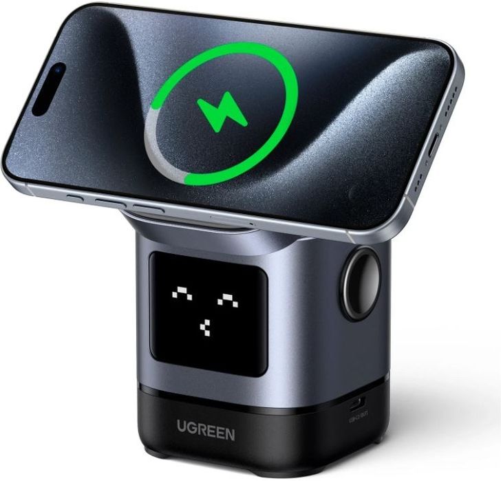 UGREEN Uno Q2 2-в-1 магнитная Qi2-беспроводная зарядка.