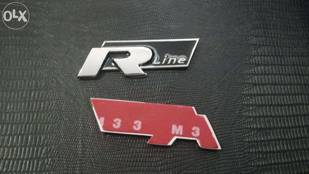 Emblema VW R-line passat/golf/jetta/tiguan metal crom/negru