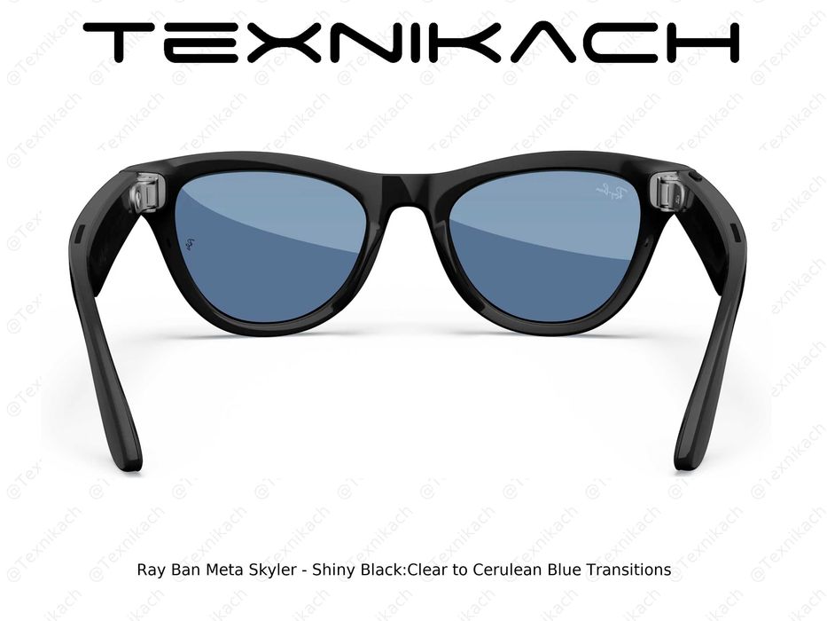 Новый Ray Ban Meta Skyler- Shiny Black/Clear to Cerulean Blue Доставка