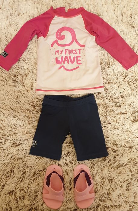 Costum de baie SPF 50 Decathlon și sandalu pt fetițe mărimea 7-12 luni