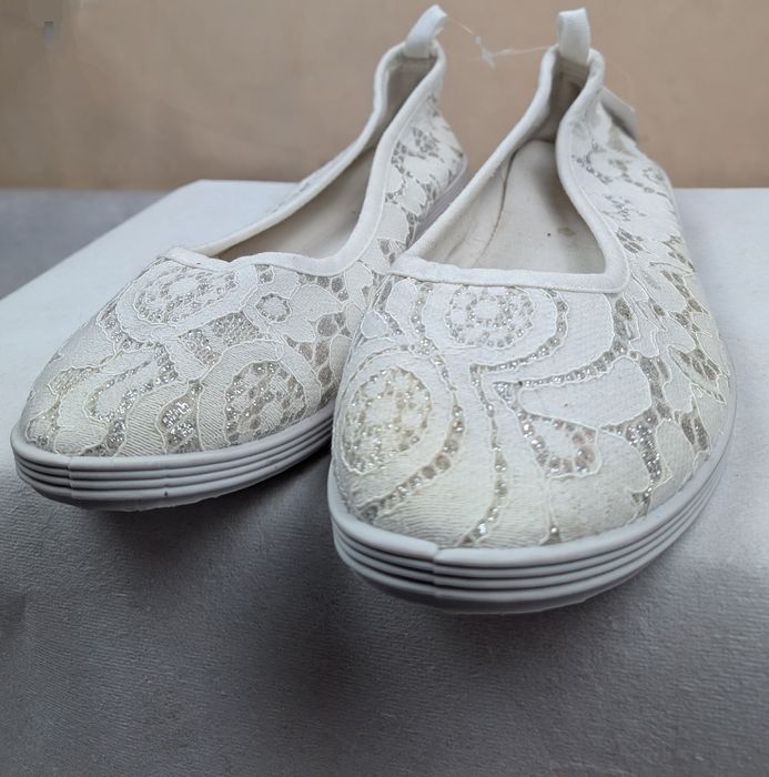 Balerini Damă ALLACC Albi cu Argintiu Model Abstract Noi cu Etichetă S