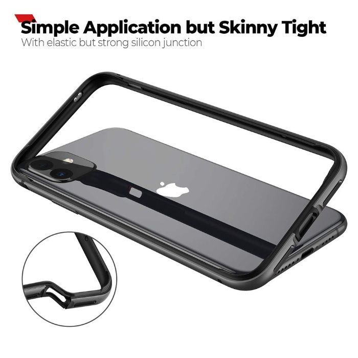 Husa / Bumper aluminiu + rama silicon pt iPhone XR / 11 Pro