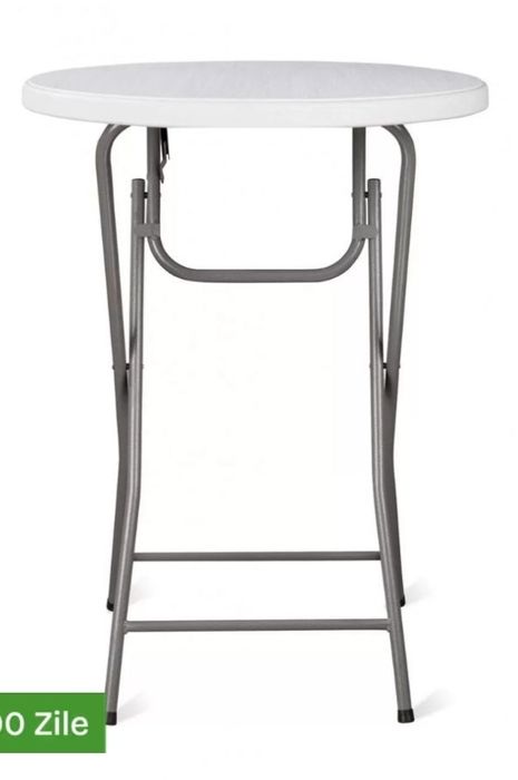 Inchiriere masa inalta pliabila cocktail+ husa alba stand demo, petrec