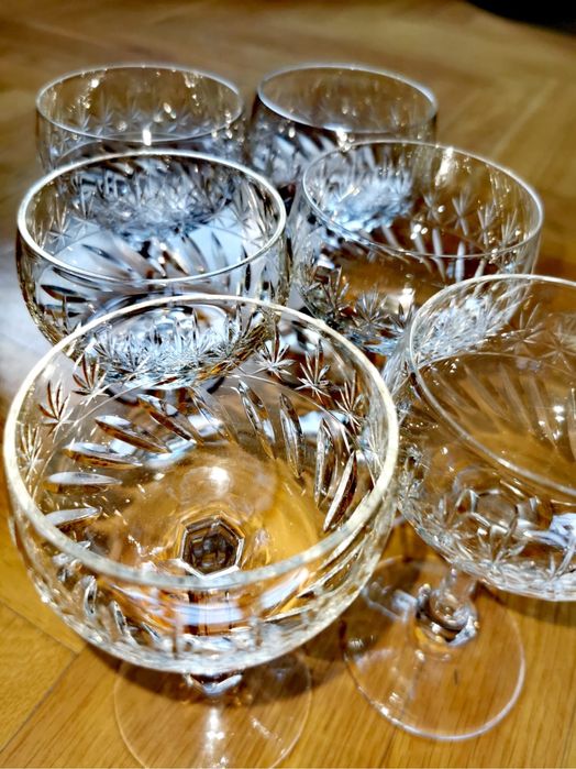 Антикварни кристални чаши комплект сет сервиз кристал шампанско вино 6