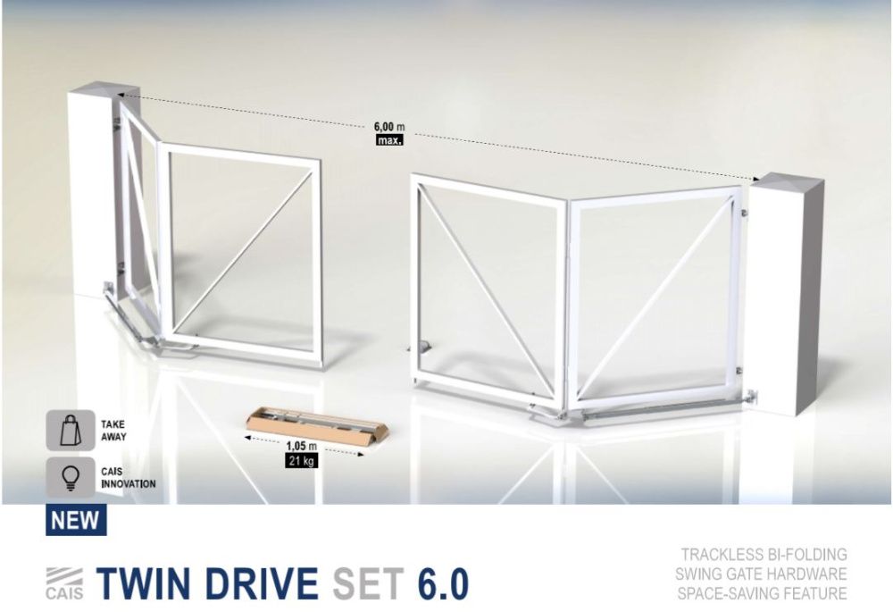 Sistem poarta articulata pliabila 6m, armonica bifold CAIS TWIN DRIVE6