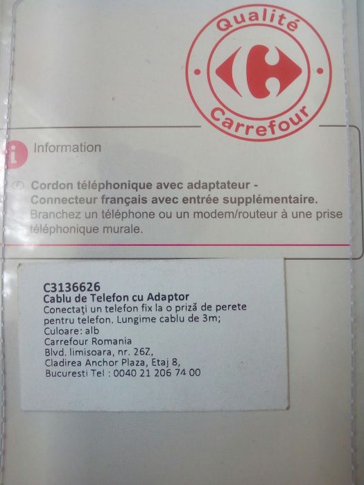 Cablu de telefon cu adaptor