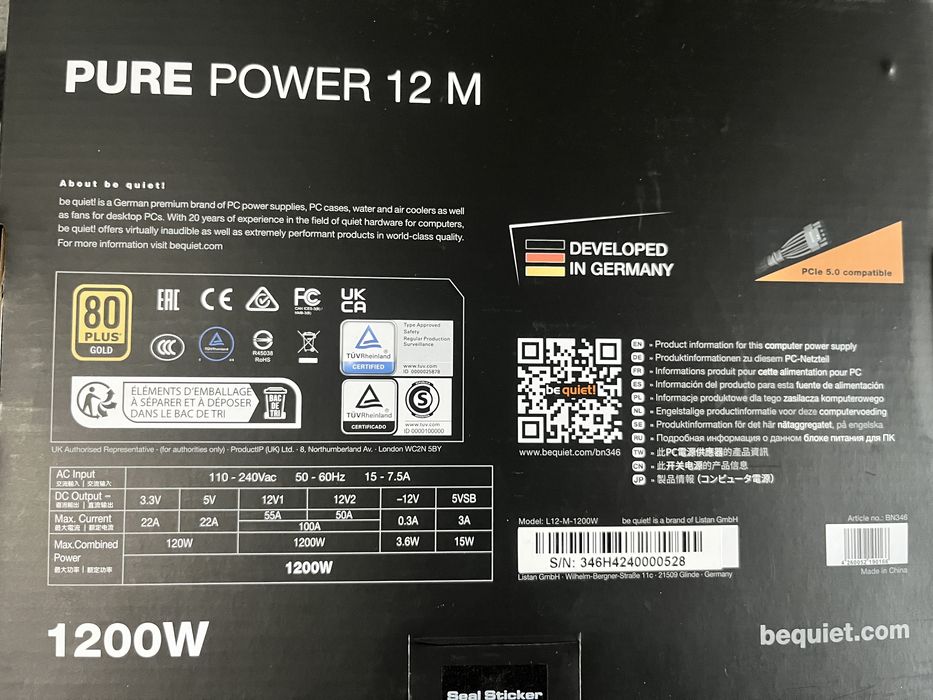 Sursa PC BeQuiet! Pure Power 1200W Gold - Garantie