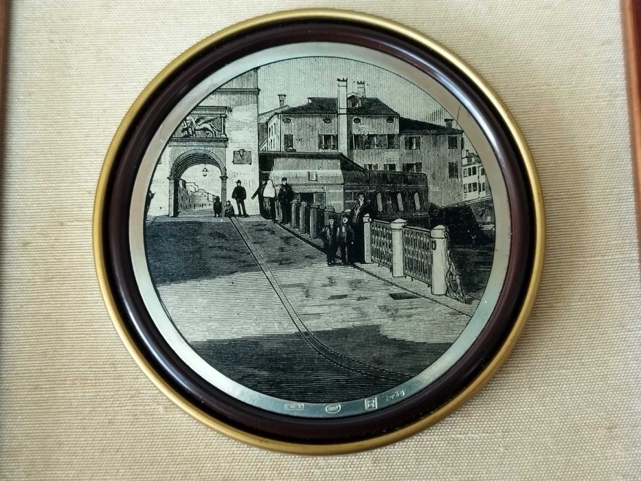 Tablou Gravura pe placa rotunda din argint 800  Chioggia La Torre