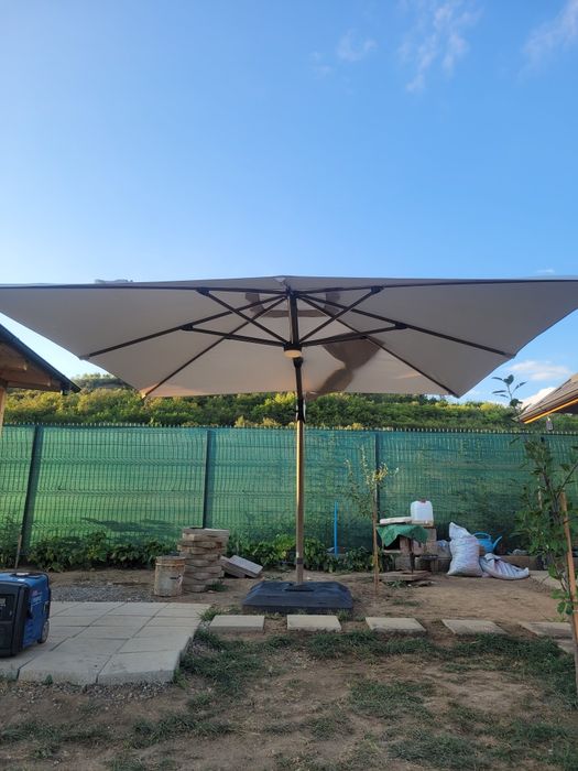 Umbrela exterior cu leduri 3×3 m, crem