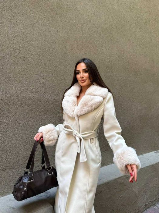 Дълго палто с пух