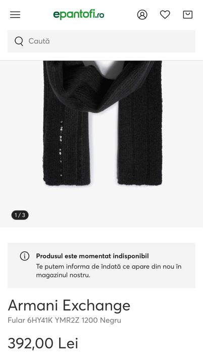 Esarfe/fulare dama/barbat/unisex -EMPORIO ARMANI EXCHANGE -NOI,originl