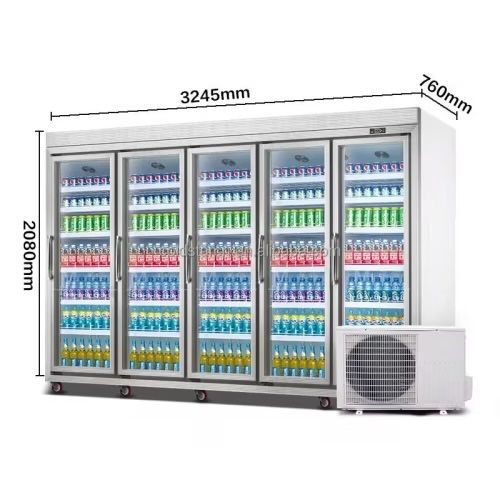 Vitrina frigorifica verticala 5 usi 3000L, agregat extern, inox negru