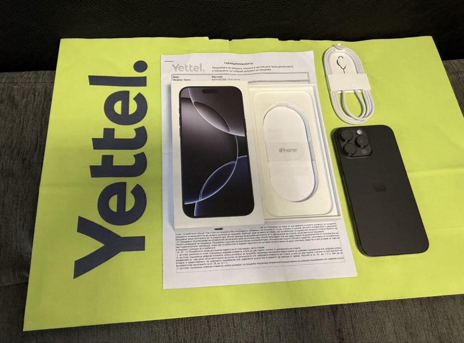 ^^^КАТО НОВ 1TB iPhone 16 Pro Max Yettel Гаранция 2027 г. Black