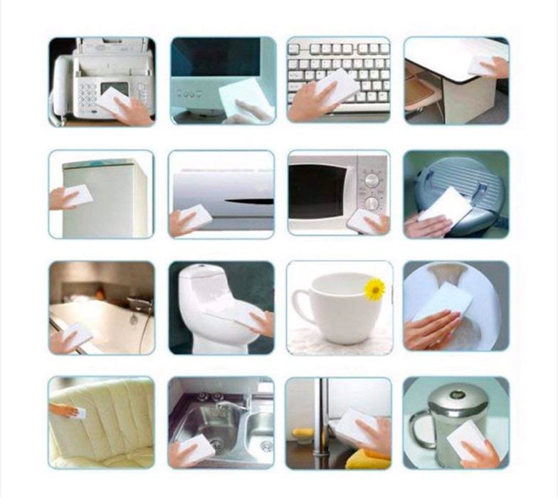 5 бр Бяла почистваща магическа гъба за стени и повърхности100х70х30 мм