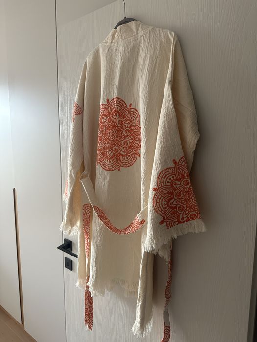 Caftan / kimono handmade, din bumbac 100%, vopsit natural