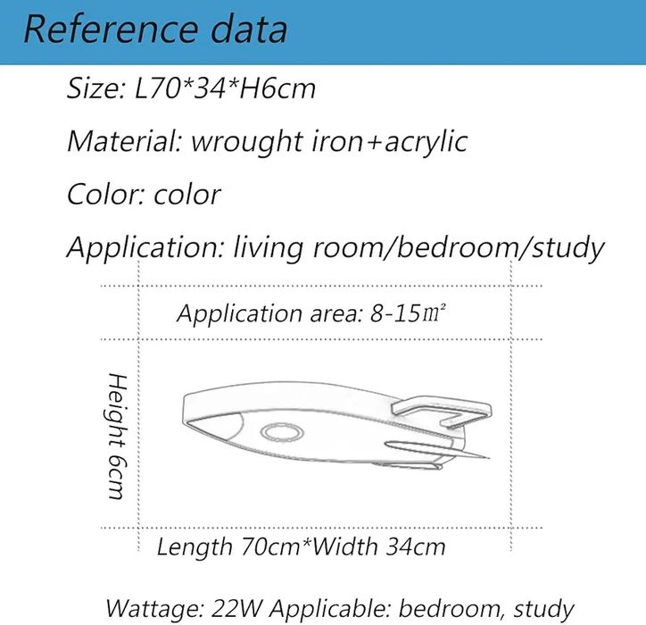 Таванна лампа William 337，Creative Rocket плафониера Ковано желязо