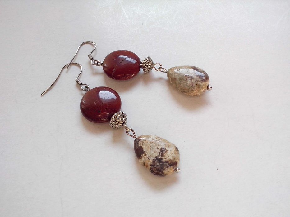 set,colier si cercei pietre naturale,agate crazy,jasper rosu teracota