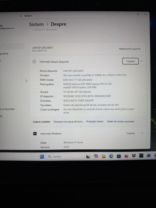 Vand Laptop Acer nitro 5