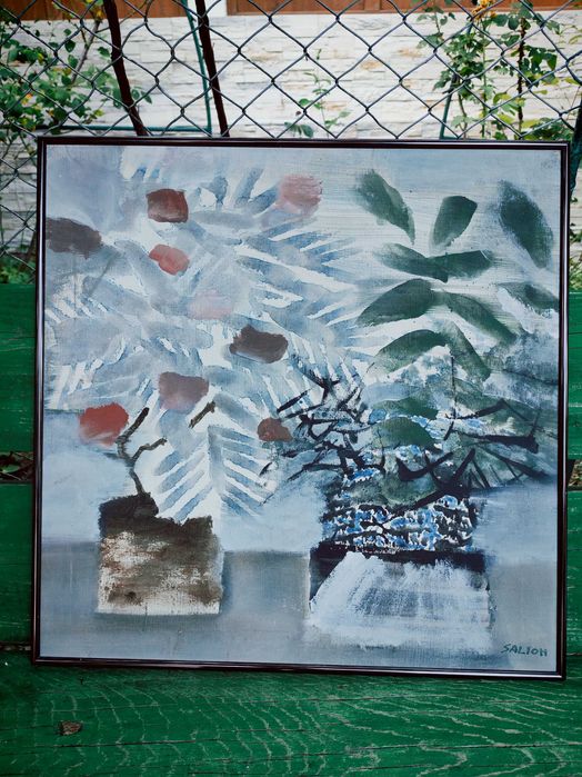 Tablou Ion Sălișteanu – pictură abstractă – ulei pe pânză – 53 × 53 cm