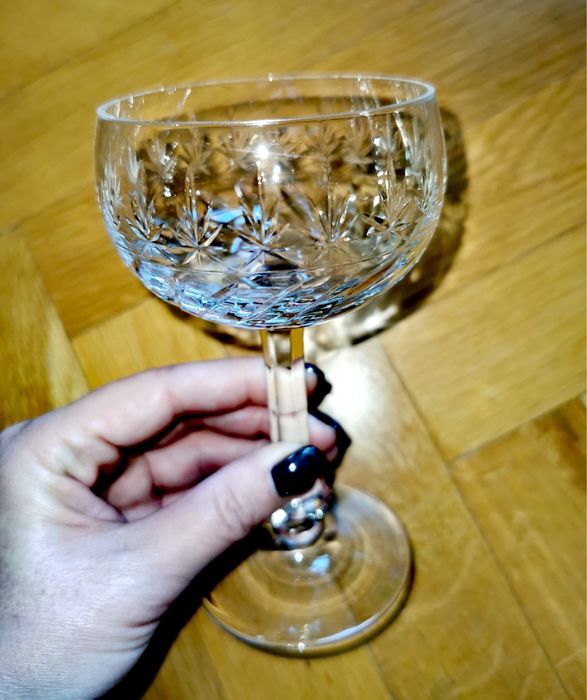 Антикварни кристални чаши комплект сет сервиз кристал шампанско вино 6