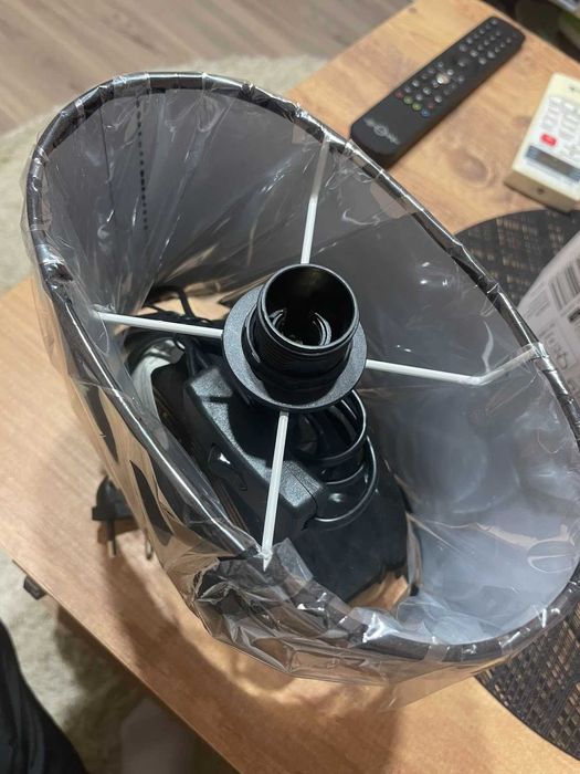 Нощна лампа за спалня, черна, керамична основа