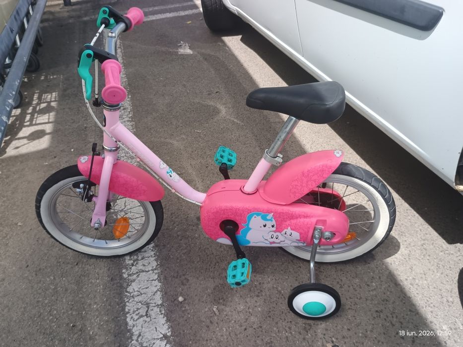 Bicicleta copii 3-5 ani Btwin  14"  de fete , roz
