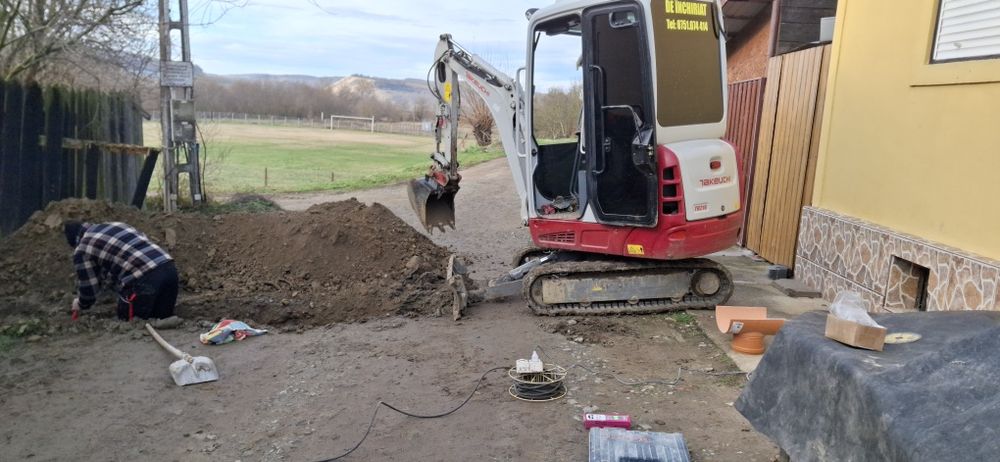 Miniexcavator și basculanta