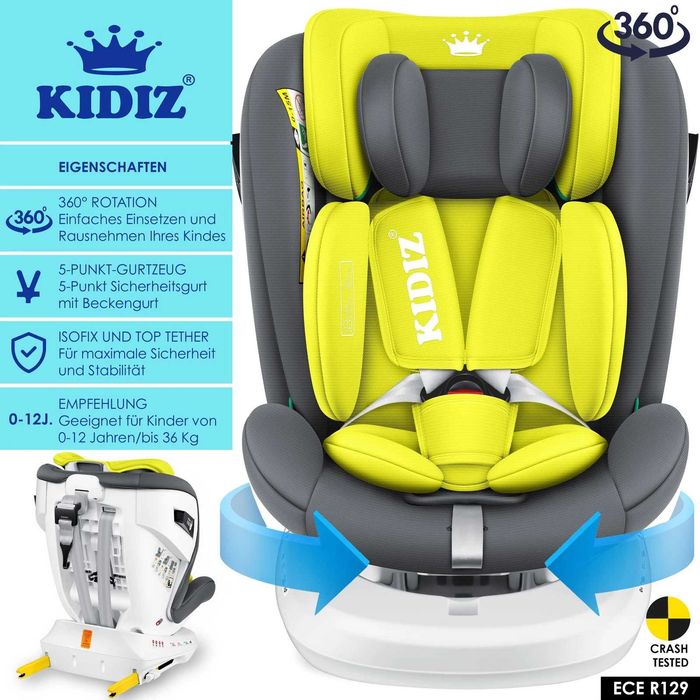 Детско столче за кола с ISOFIX, завъртащо се на 360°