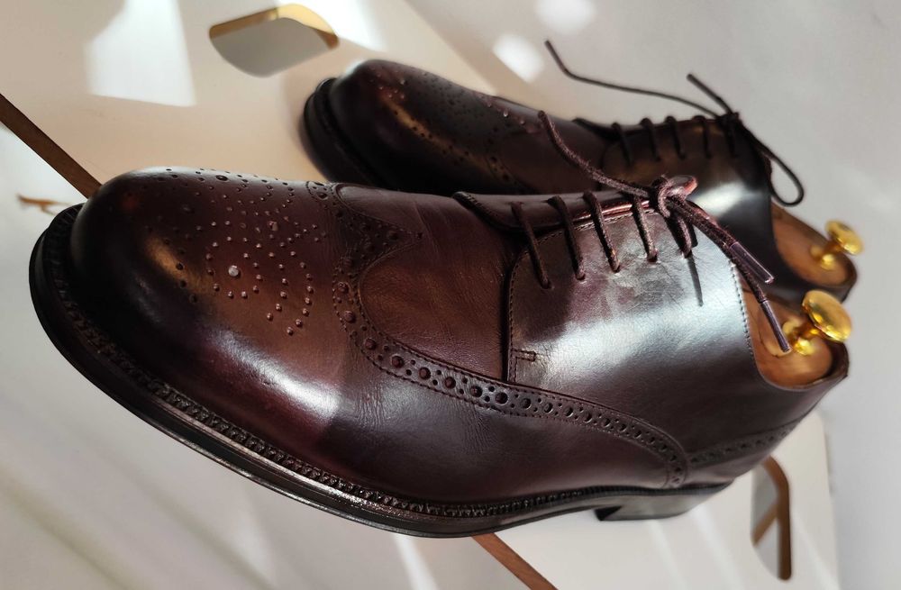 Pantofi derby 42.5 43 brogue Lav Artigianale piele naturala moale