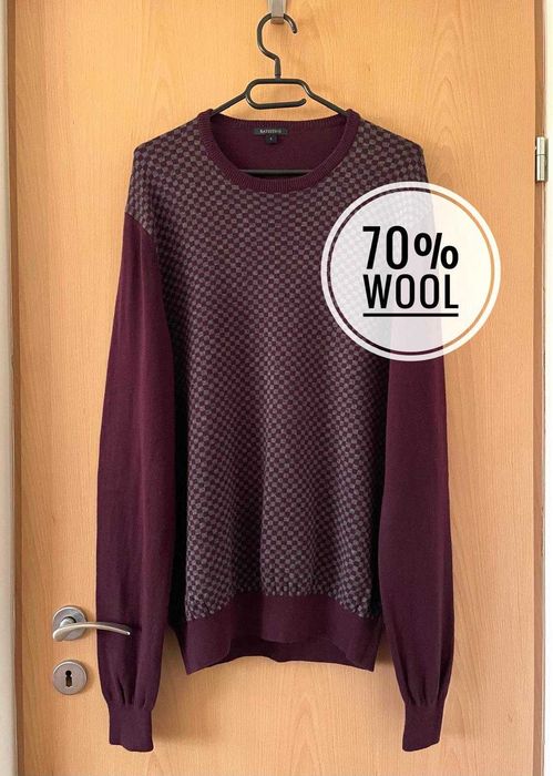 Pulover visiniu Batistini, din 70% lana si 30% bumbac, marimea L