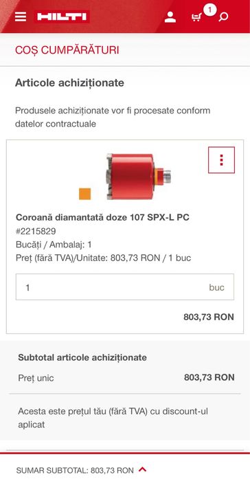 Burghie /  Carote / Discuri, HILTI