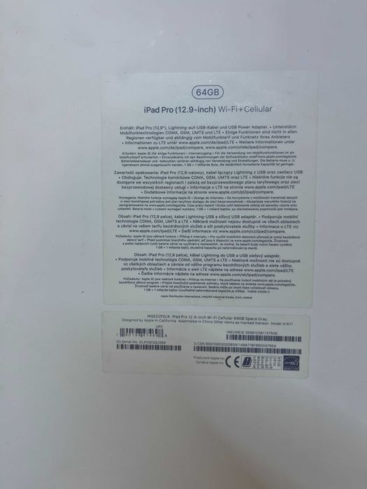 Ipads Pro (12.9 inch)WiFi + Celular 64gb